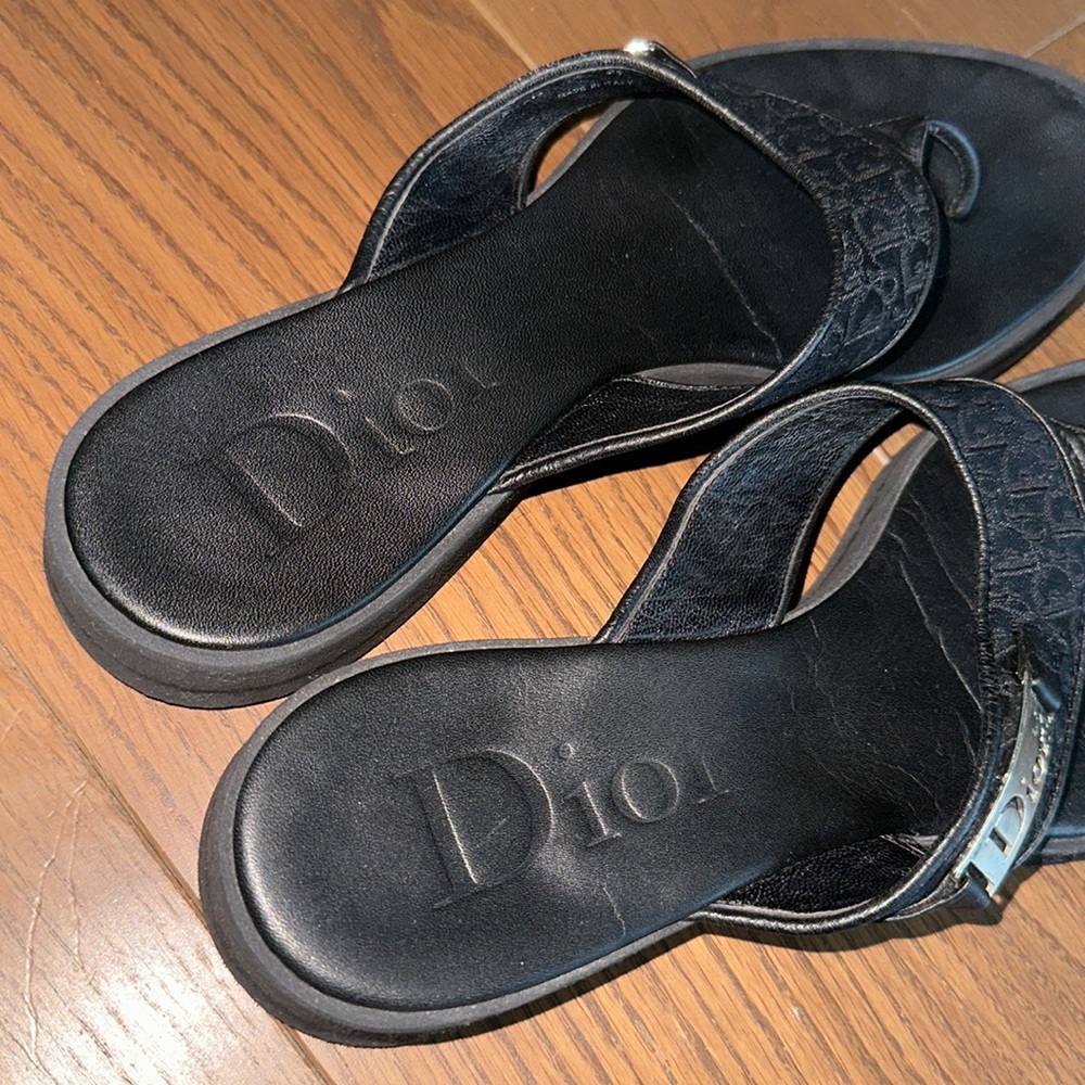 Christian Dior Diorissmo Black Logo Platform Flip Flops Flop Sandals - Picture 6 of 17